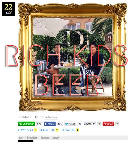Rich Kids Beer, 22 Sep 2014 — breakfast at Dior, red neon