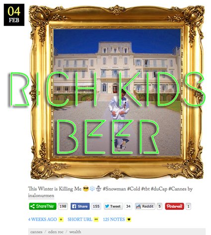 Rich Kids Beer, 06 Mar 2015 — grand hotel at Cannes, green neon