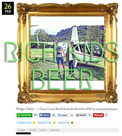 Rich Kids Beer, 06 Mar 2015 — helicopter over the Great Barrier Reef, green neon