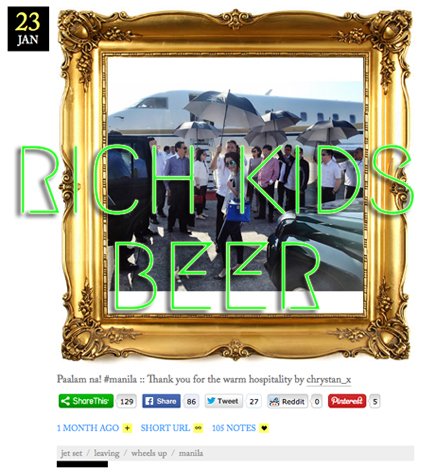 Rich Kids Beer, 06 Mar 2015 — private jet group, Manila, green neon